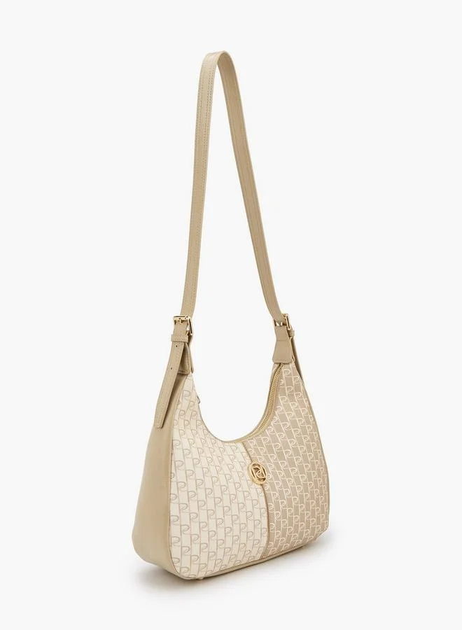 Paprika Monogram Print Shoulder Bag With Zip Closure